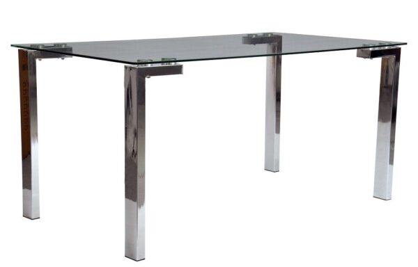 Mesa LAINEY 140 (M), cromada, cristal, 140×80 cms