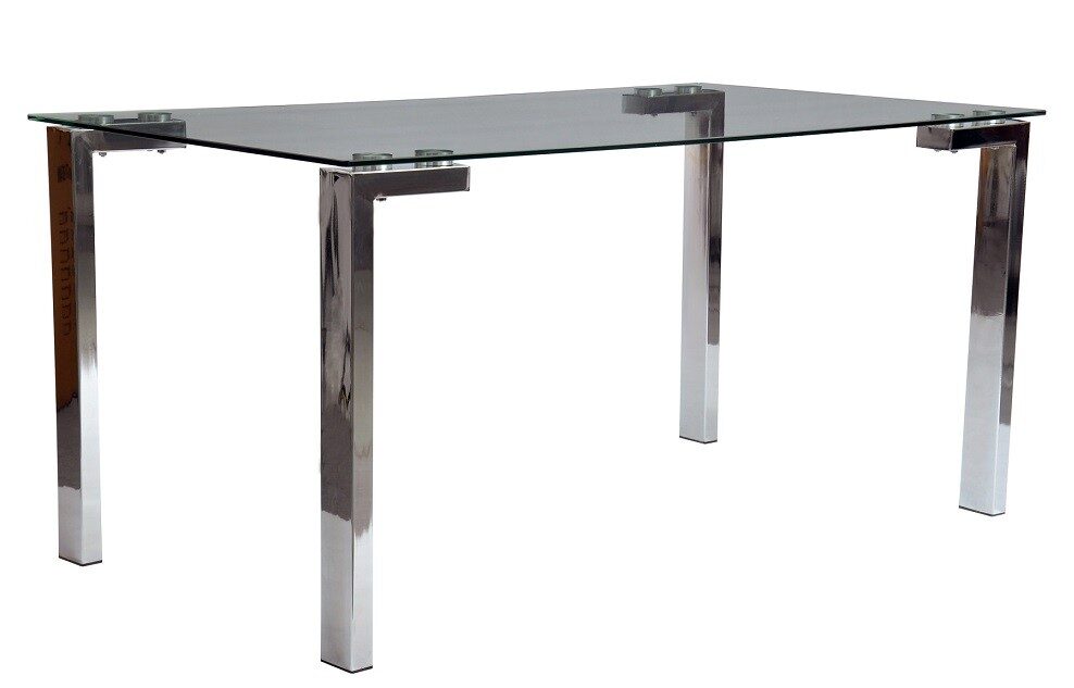 Mesa LAINEY 140 (M), cromada, cristal, 140×80 cms