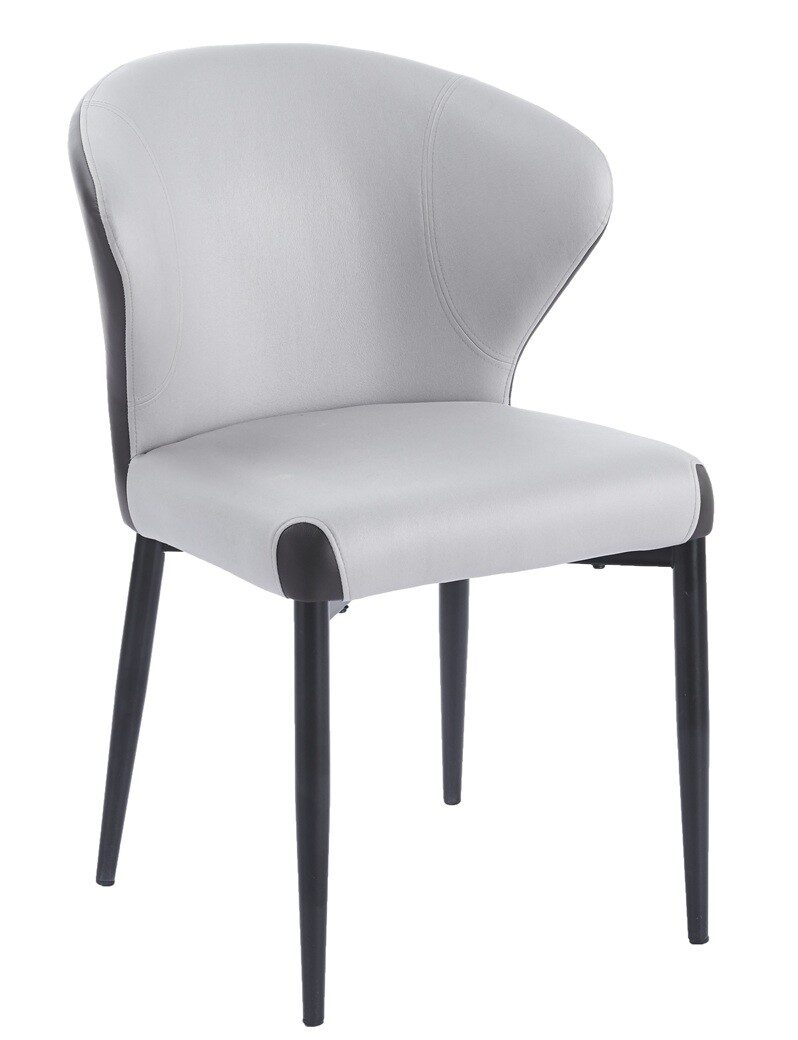 Silla DAVOS, metal, tapizado similpiel marrón y gris