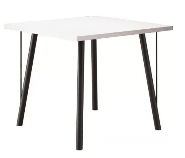 Mesa YAN, metal negro, tapa MDP blanca, 80×80 cms
