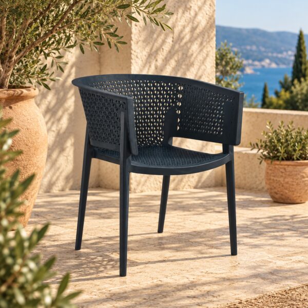Sillón BILL, apilable,  polipropileno antracita