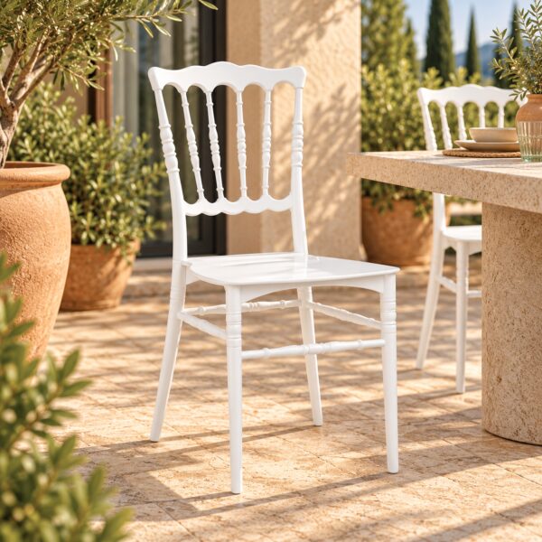 Silla WEDDING 77, apilable, polipropileno blanco