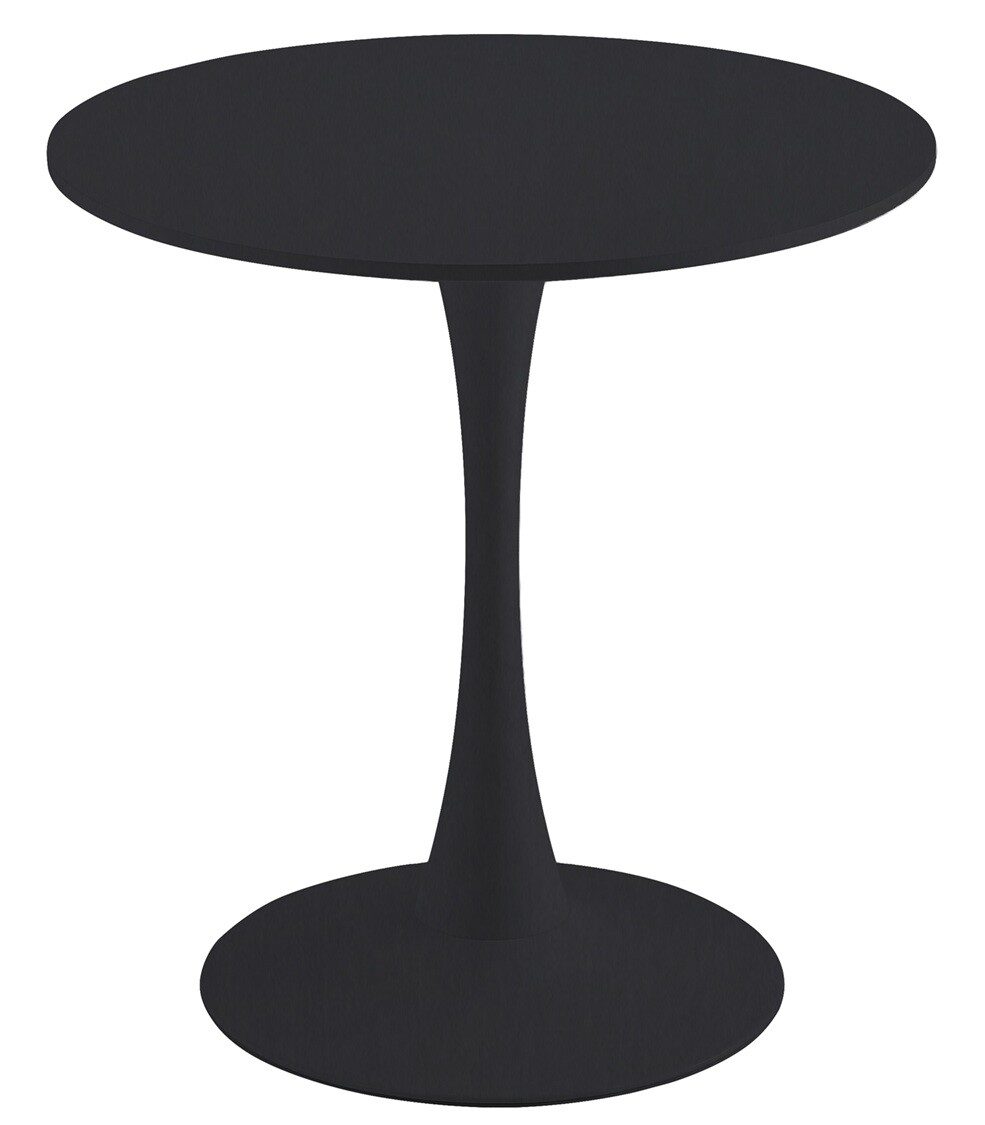 Mesa TUL (SI), base de metal, tapa lacada negra, 70 cms de diámetro