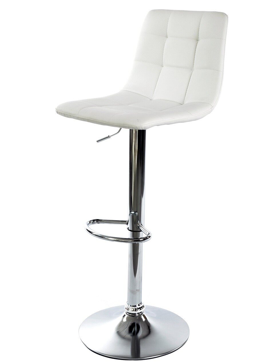 Taburete DESEO NEW (M), cromado, similpiel blanca