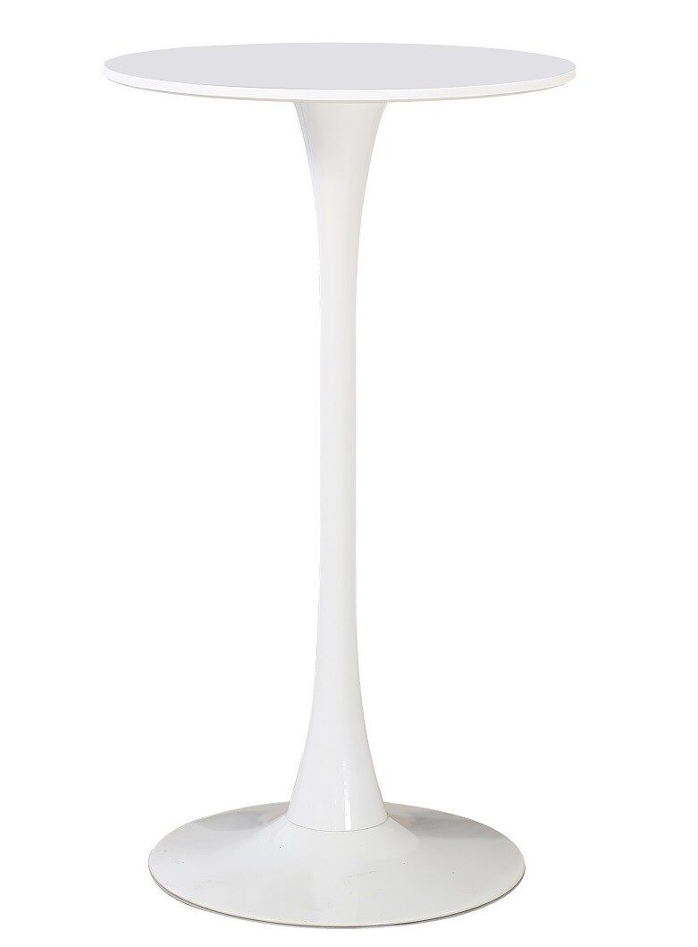 Mesa alta TUL ( SU ), metal, blanca, tapa blanca de 60 cms de diámetro