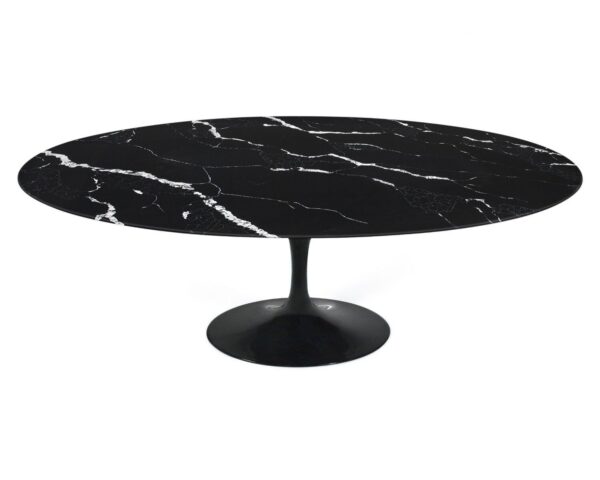 Mesa TUL, oval, fibra de vidrio, mármol negro 180×108 cms