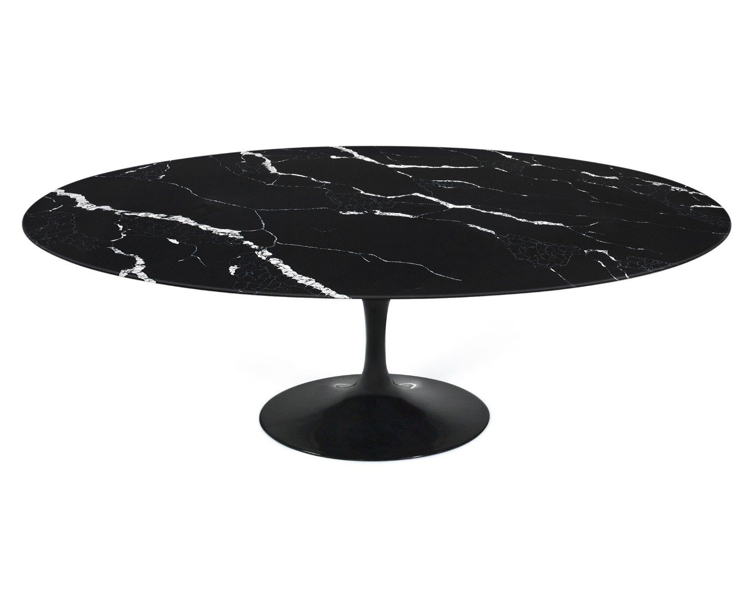 Mesa TUL, oval, fibra de vidrio, mármol negro 180×108 cms