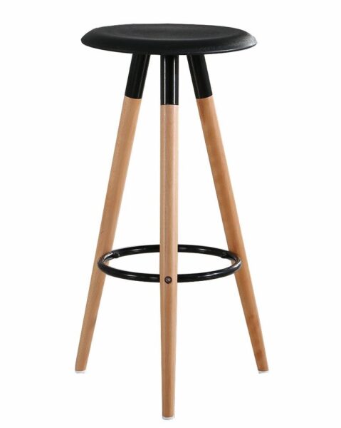 Taburete OTILIO NEW, madera, polipropileno negro