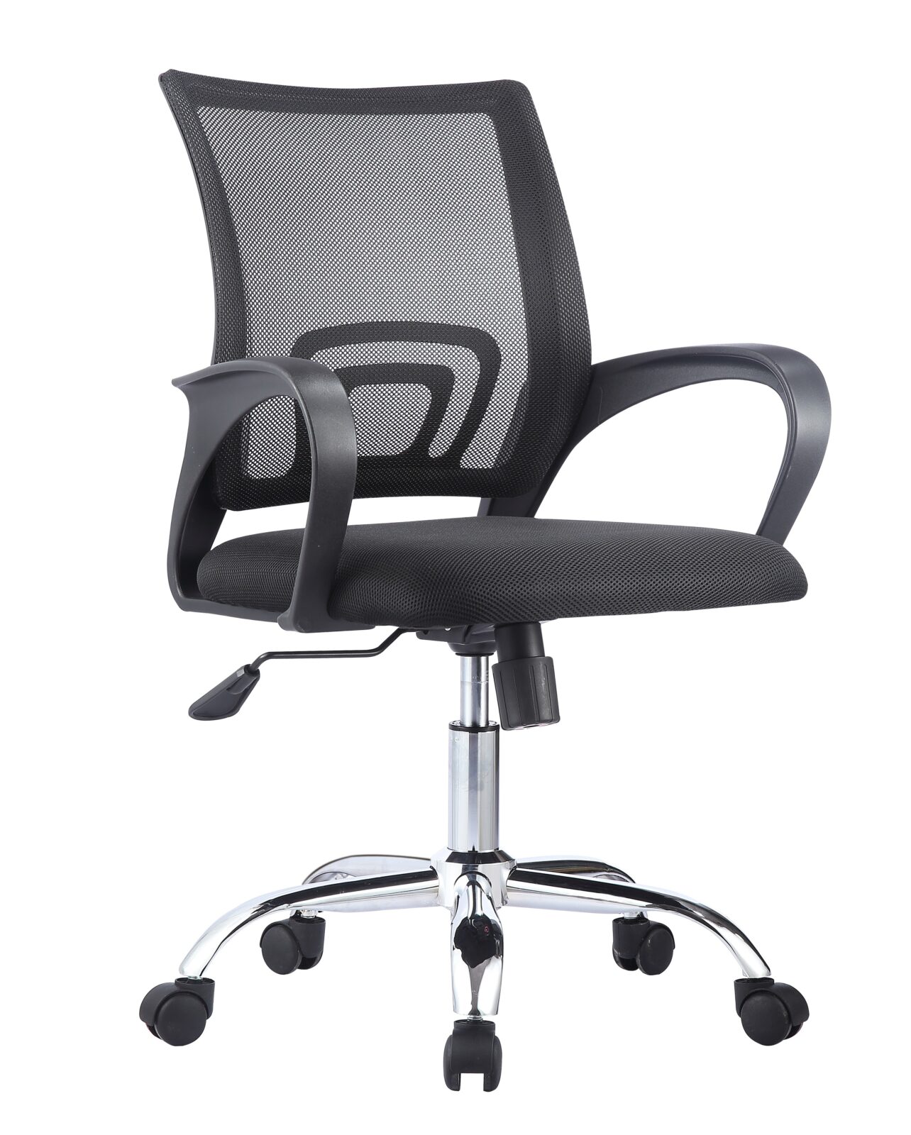 Sillón de oficina FISS NEW (M), negro, basculante, malla y tejido negro