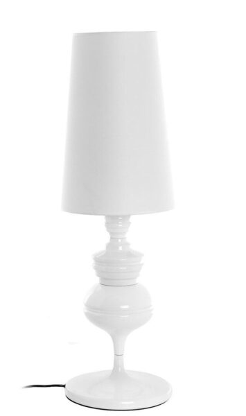 Lámpara LOUVRE, sobremesa, blanca, pantalla blanca