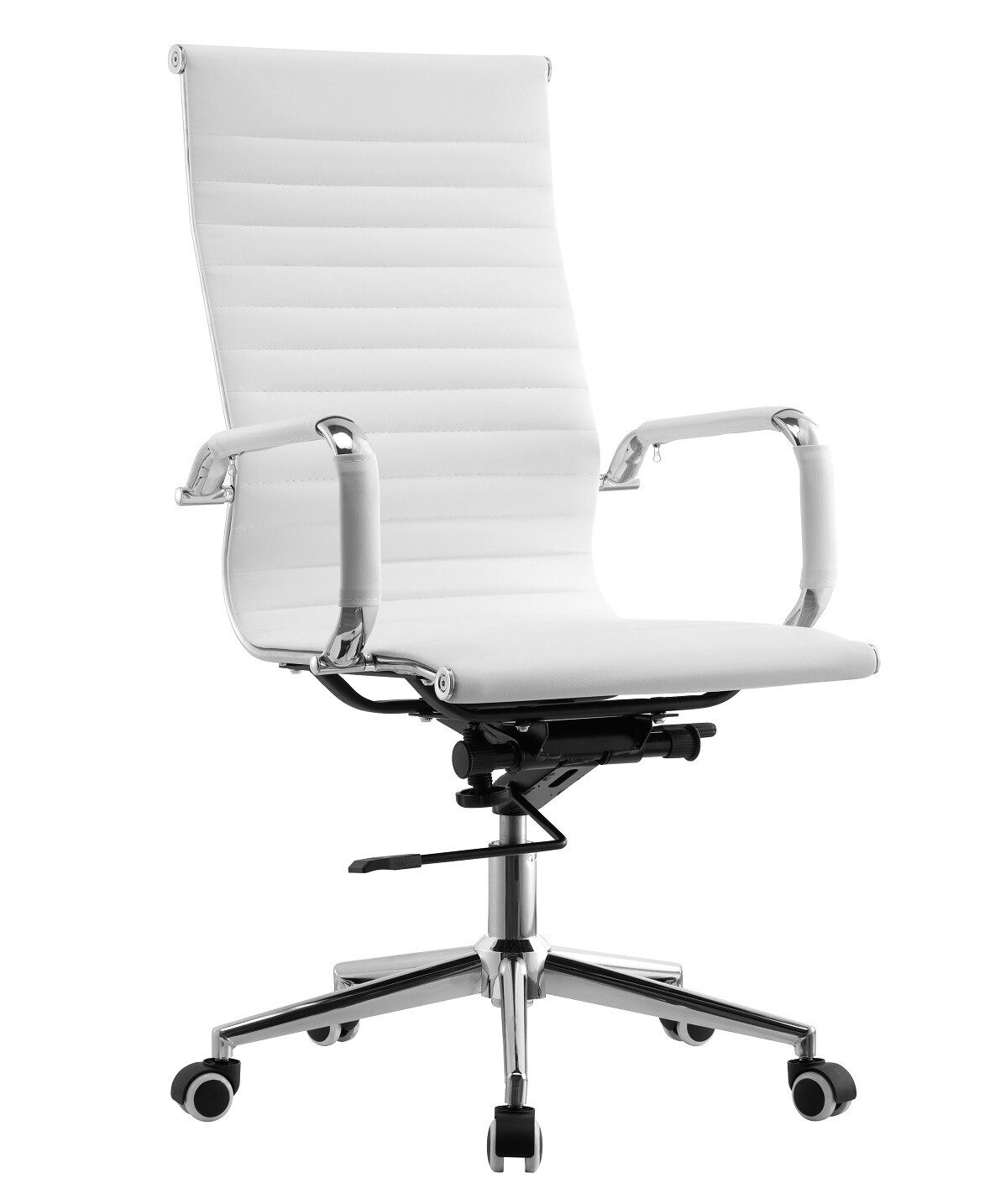Sillón de oficina OLIVER, alto, regulación de altura, basculante profundo, similpiel blanca