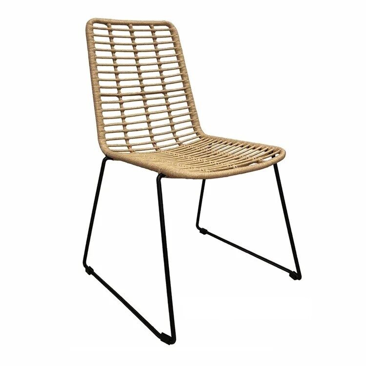 Silla LOTAK, metal, ratán beige