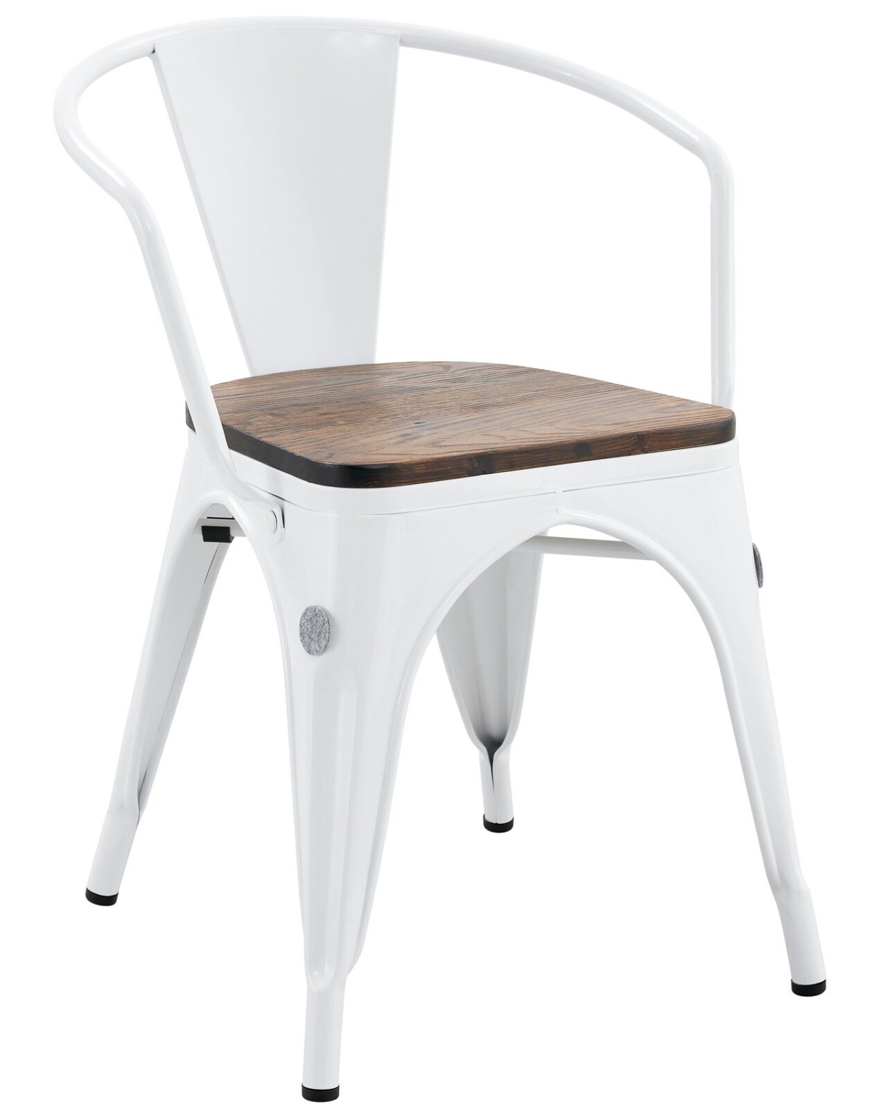 Sillón TOL EK WOOD, acero, blanco, asiento madera