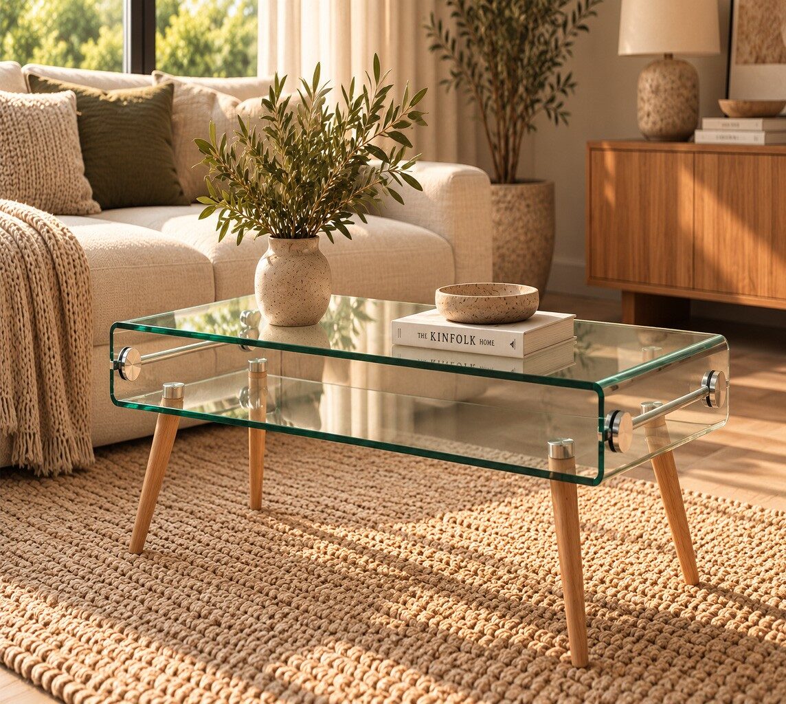 Mesa HOLANDA, madera, cristal, 110×55 cms