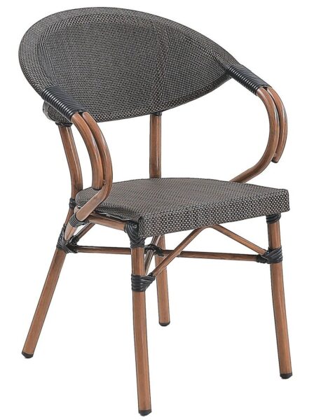 Sillón NERJA, apilable, aluminio, teslin marrón