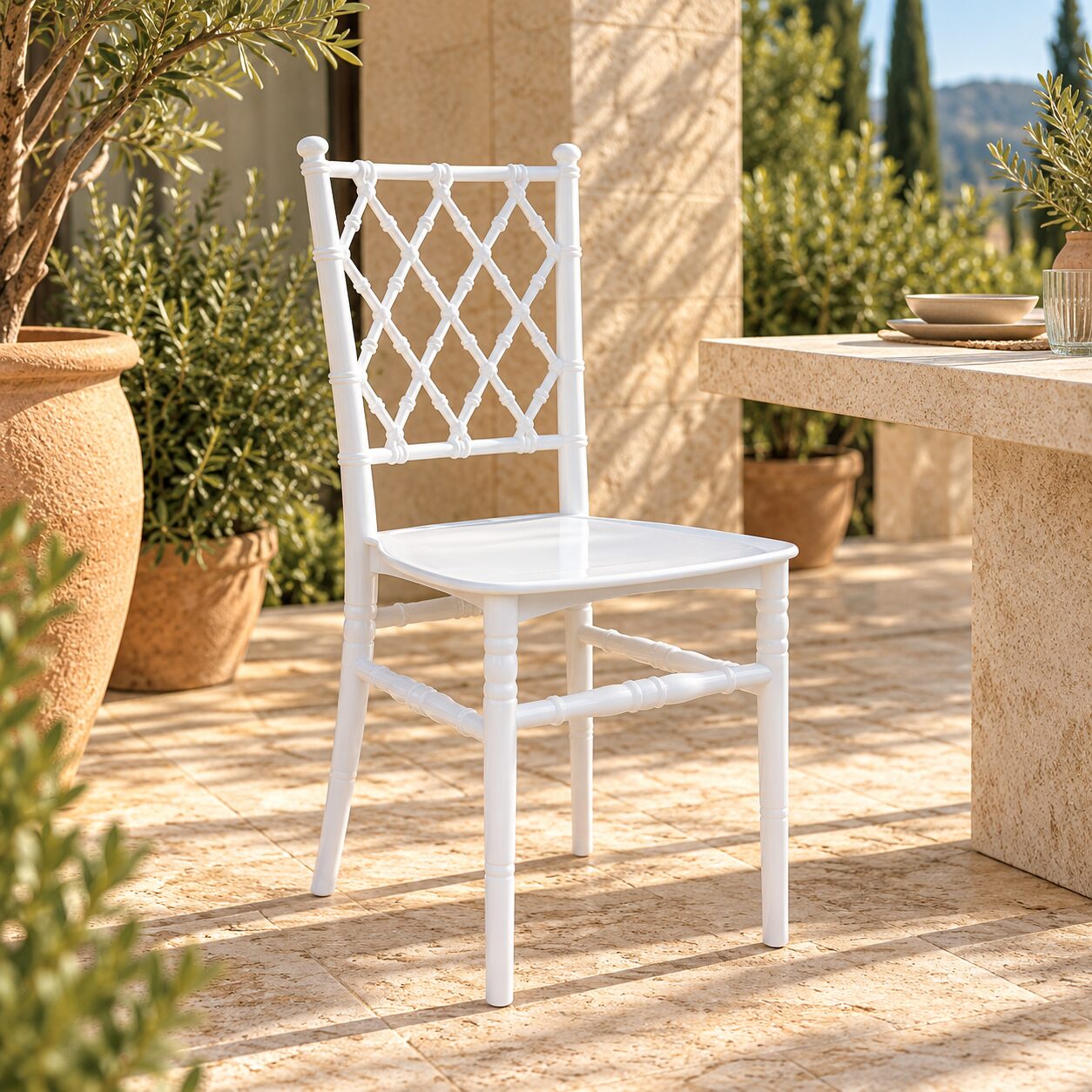 Silla TRENZA, apilable, polipropileno blanco