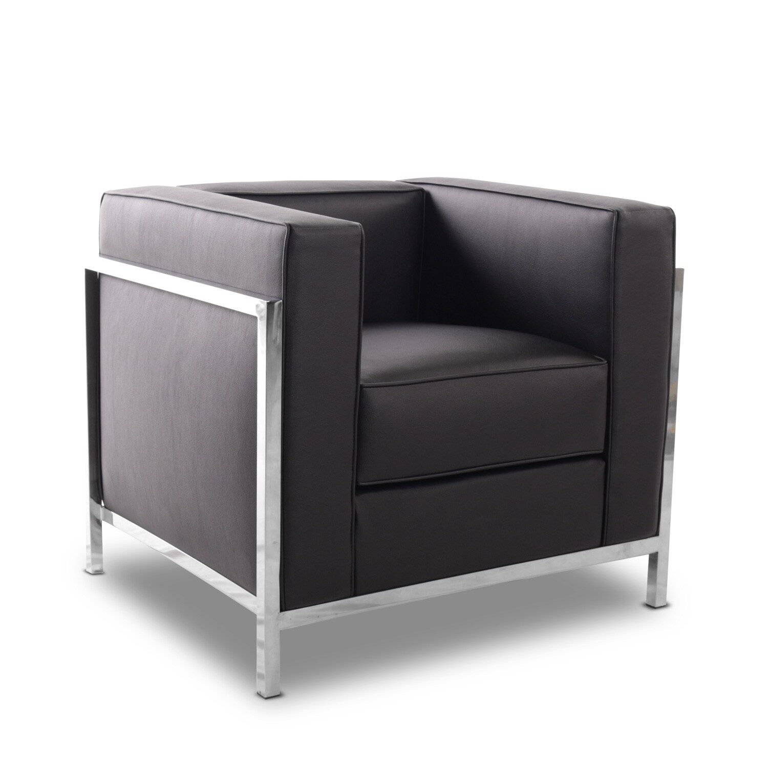 Sillón NEW LOBBY, acero inoxidable, similpiel negra