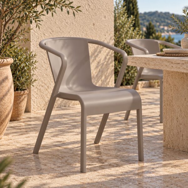 Sillón LUGO, apilable,  polipropileno tórtora