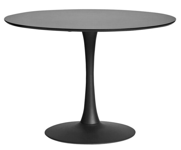 Mesa TUL (TO), base de metal, tapa lacada negra, 120 cms de diámetro