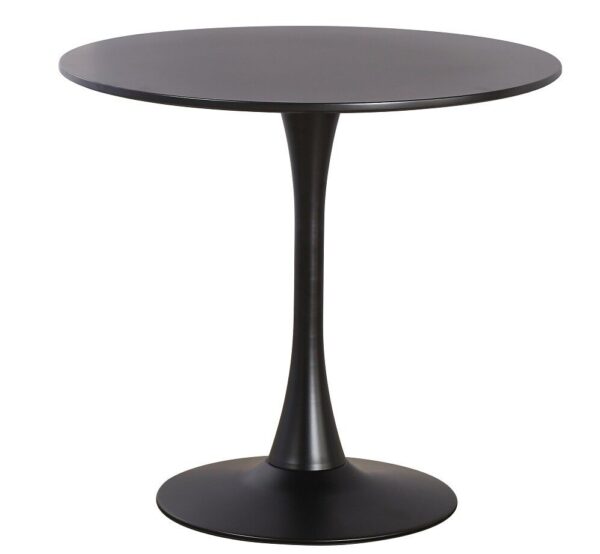 Mesa TUL (TO), base de metal, tapa lacada negra, 80 cms de diámetro