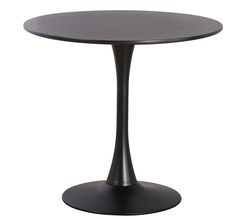 Mesa TUL (TO), base de metal, tapa lacada negra, 80 cms de diámetro