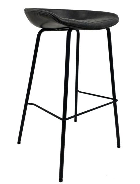 Taburete MISSOURI, metal, similpiel negra