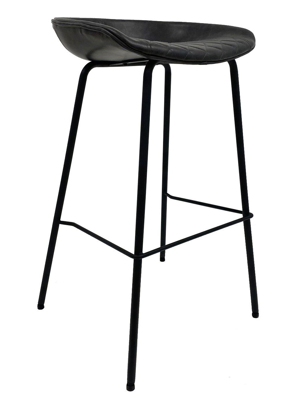 Taburete MISSOURI, metal, similpiel negra