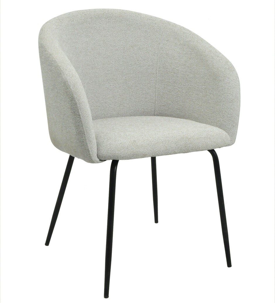 Sillón LAUREN, metal, tapizado tejido linen gris claro