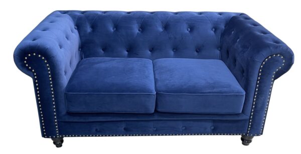 Sofá CHESTER PREMIUM, 2 plazas, tapizado velvet azul navy
