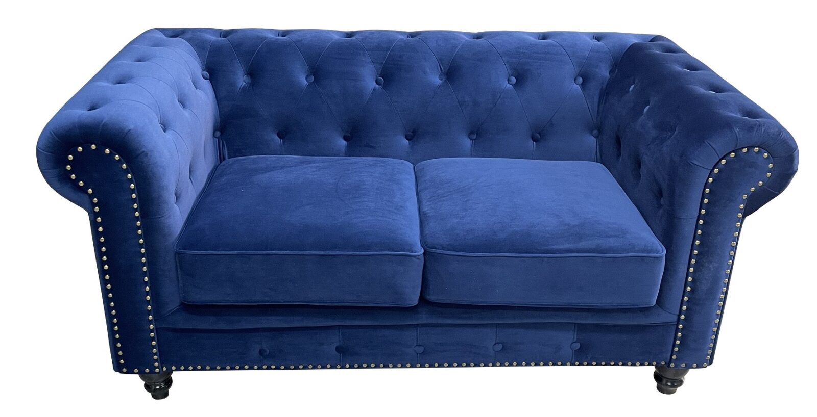 Sofá CHESTER PREMIUM, 2 plazas, tapizado velvet azul navy