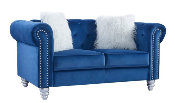 Sofá CHESTER STYLE, 2 plazas, tapizado velvet azul 67