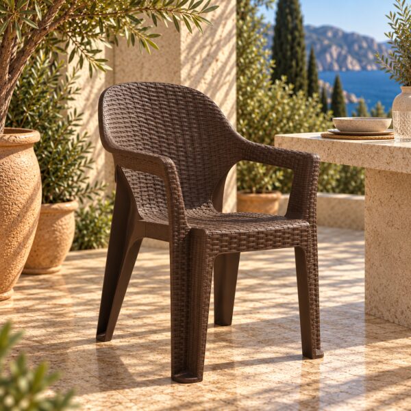 Sillón CIES, apilable, polipropileno marrón chocolate