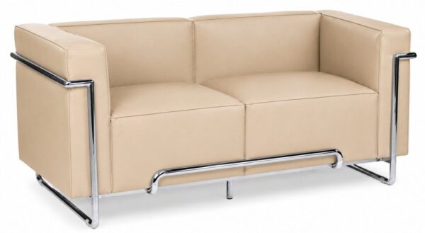 Sofá VENETTO, 2 plazas, acero inoxidable, similpiel beige