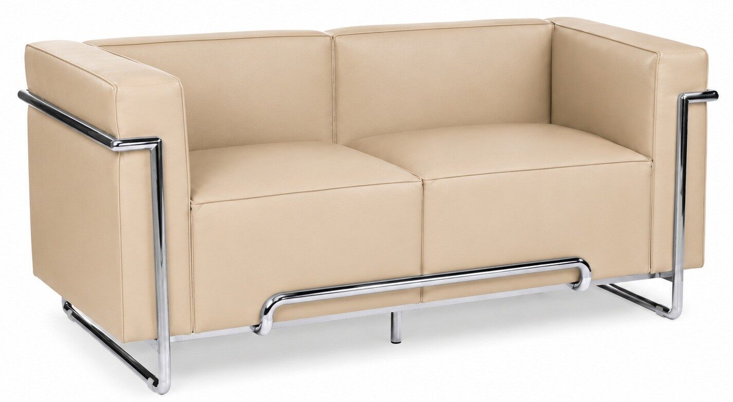 Sofá VENETTO, 2 plazas, acero inoxidable, similpiel beige