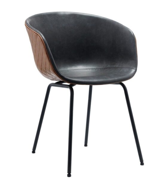 Sillón MISSOURI, metal, similpiel cuero marrón y negro