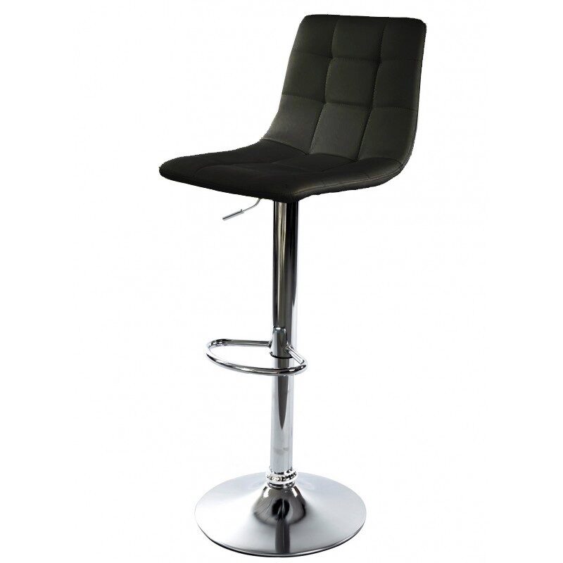 Taburete DESEO NEW (M) , cromado, similpiel negra