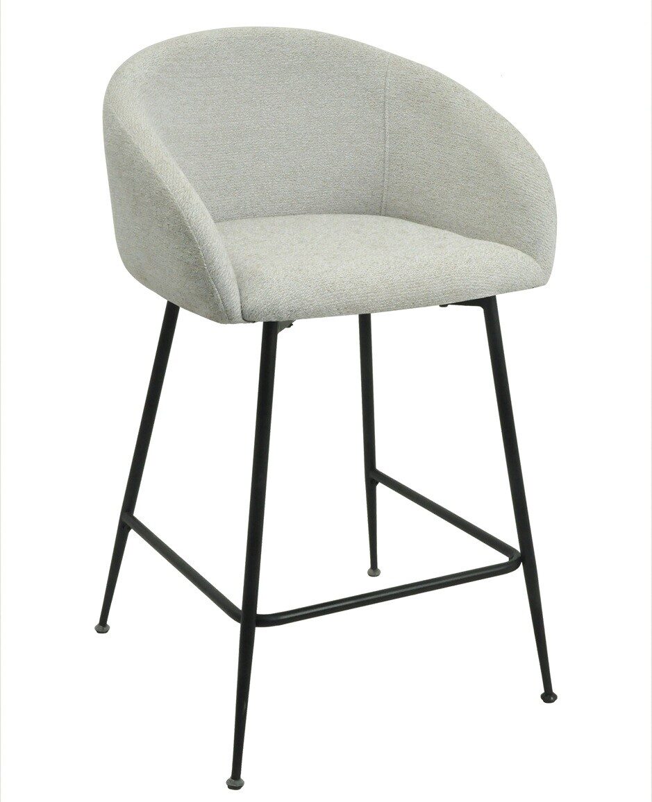 Taburete LAUREN 60 cms, metal, tapizado tejido linen gris claro
