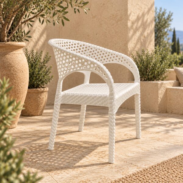 Sillón CALVIN, apilable, polipropileno blanco
