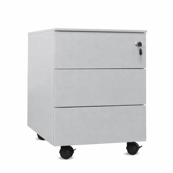 Cajonera metálica OLIMPO 3C, ruedas, 3 cajones, gris ral 7035.
