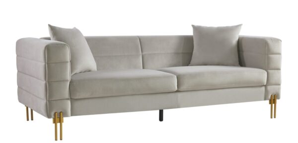 Sofá LARIOS, 3 plazas, tejido velvet gris claro 25