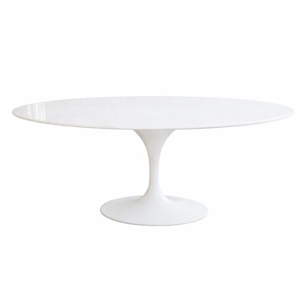 Mesa TUL, oval, fibra de vidrio, tapa lacada blanca 180×108 cms