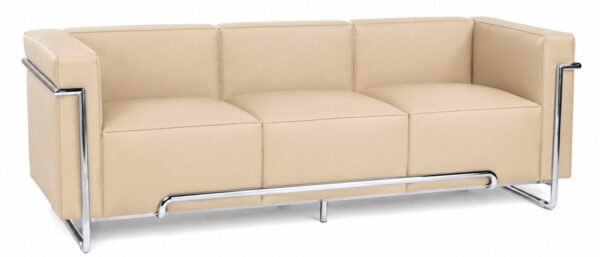 Sofá VENETTO, 3 plazas, acero inoxidable, similpiel beige