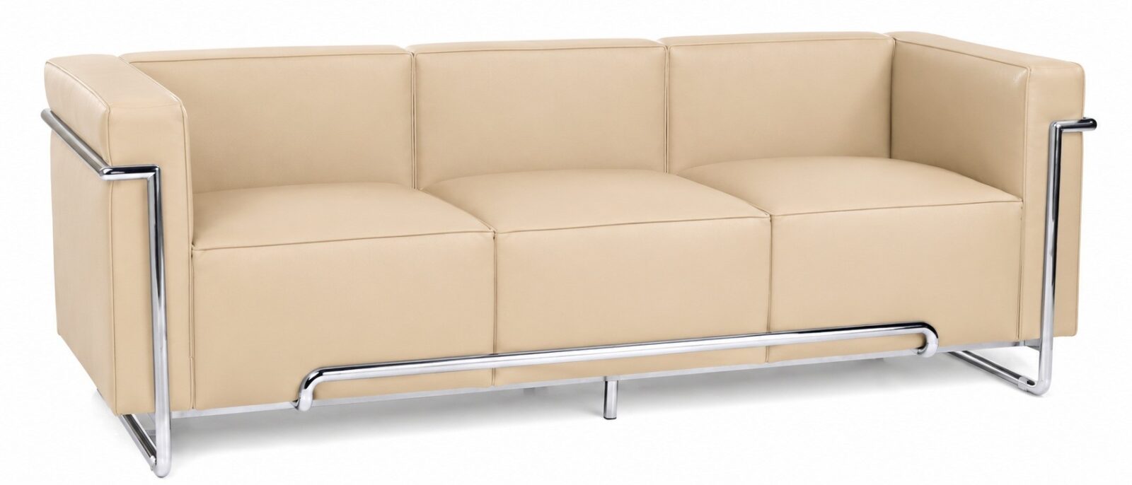 Sofá VENETTO, 3 plazas, acero inoxidable, similpiel beige