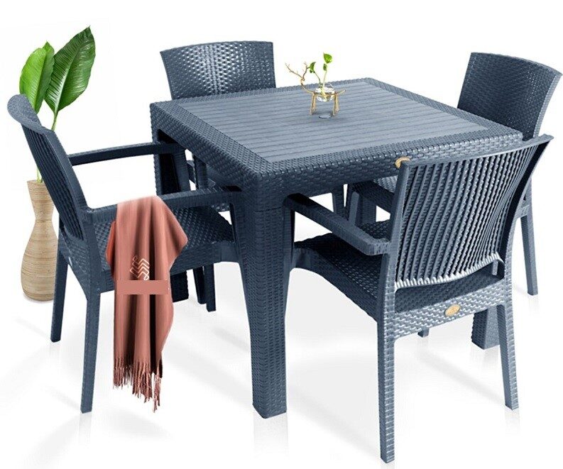 Mesa MIJAS, polipropileno gris oscuro, 90 x 90 cms