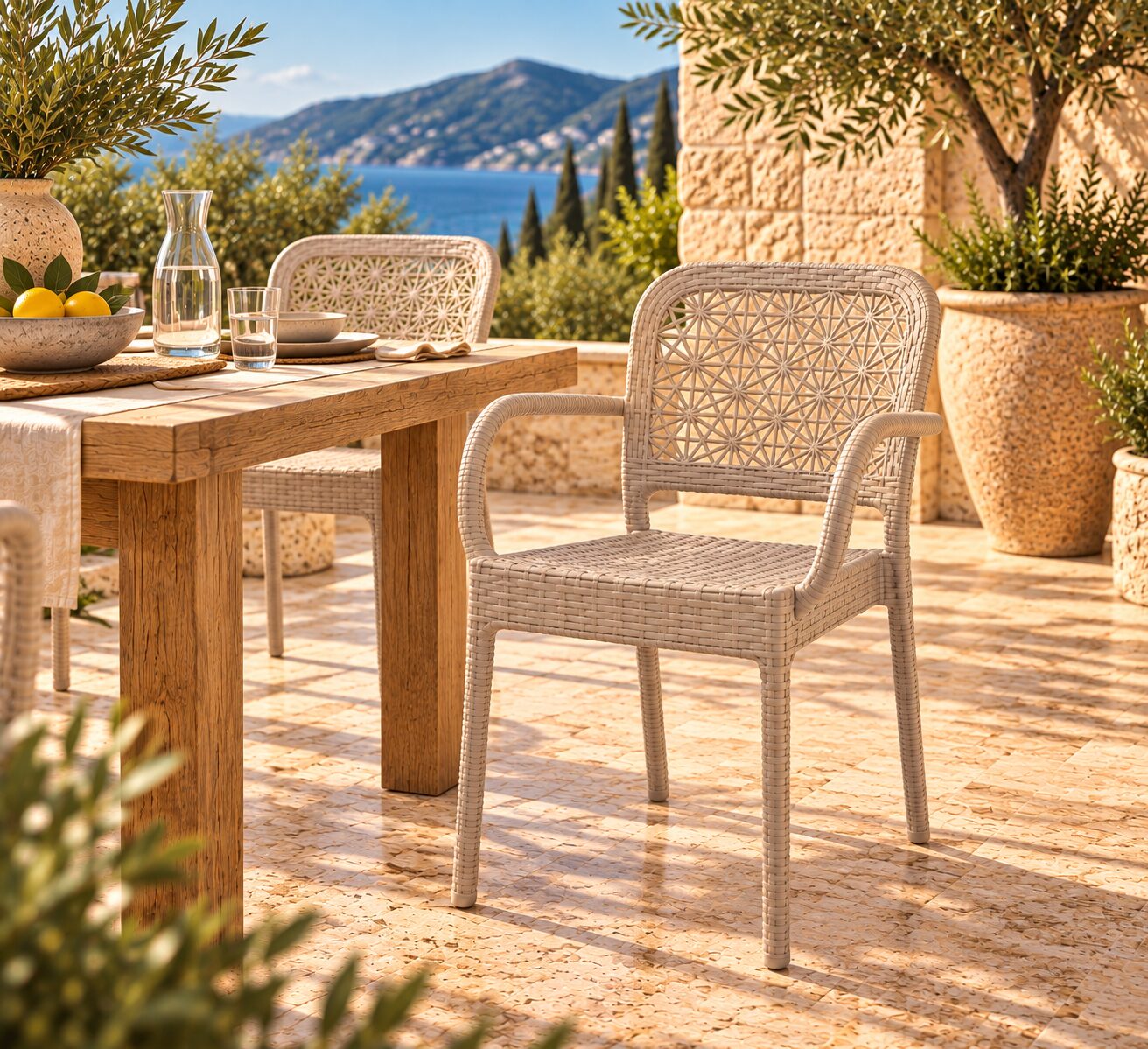 Sillón LATOJA, apilable, polipropileno beige