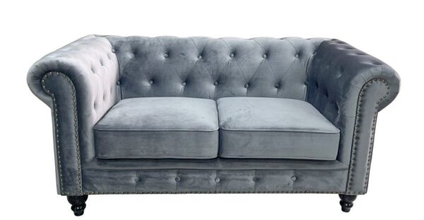 Sofá CHESTER PREMIUM, 2 plazas, tapizado velvet gris