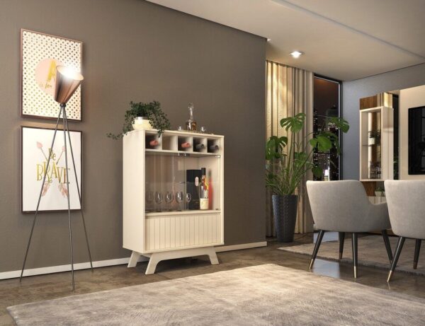 Vitrina BREST, cristal, blanco roto