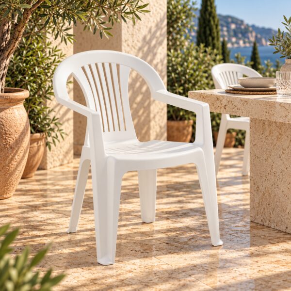Sillón LAGO, monoblock, apilable, blanco