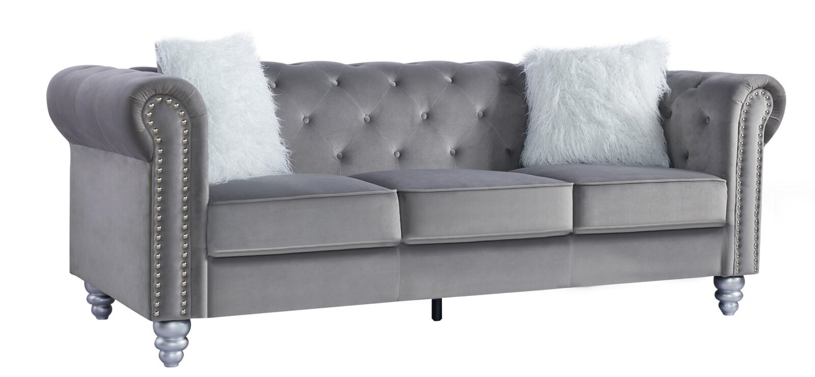Sofá CHESTER STYLE, 3 plazas, tapizado velvet gris 27