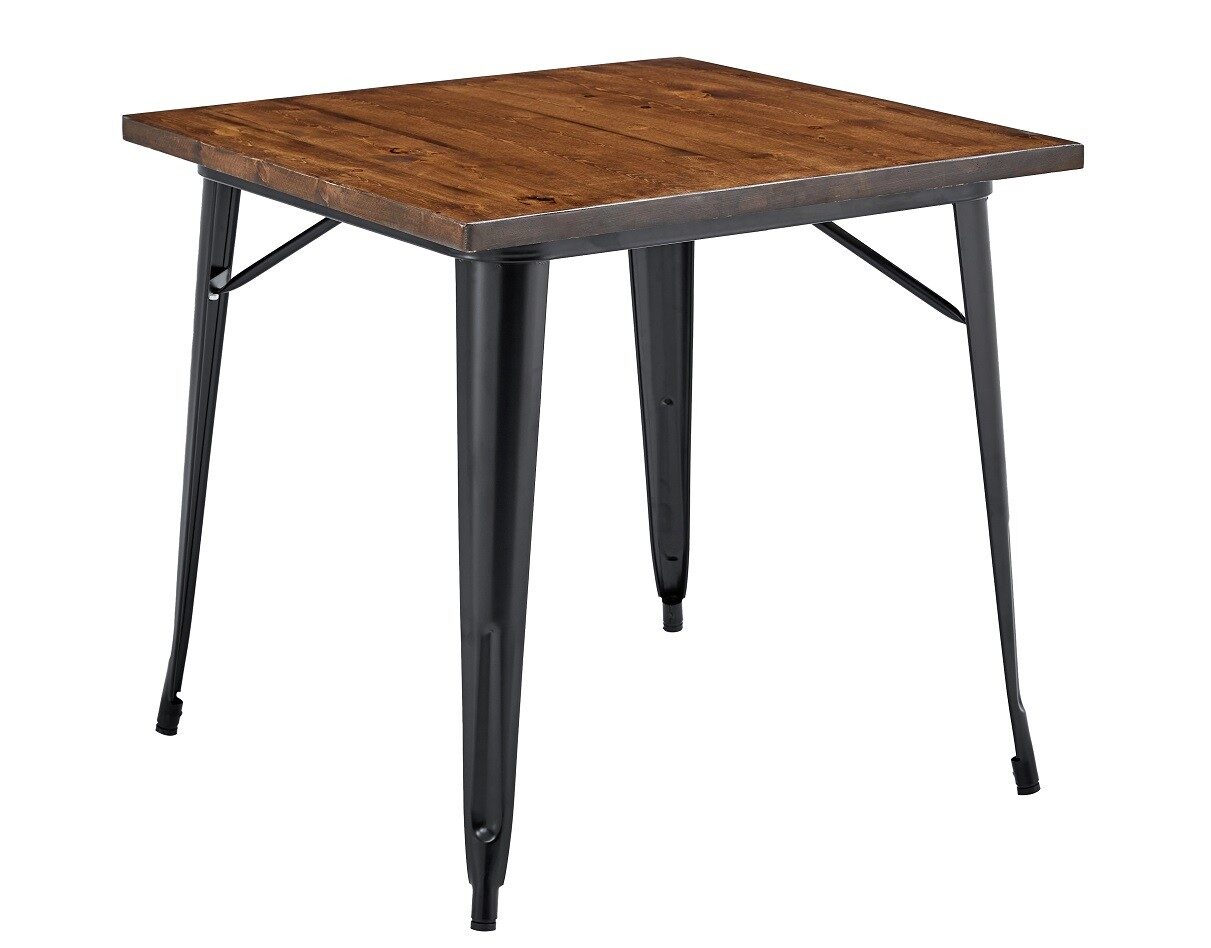Mesa TOL EK WOOD, acero, madera, negra, 80×80 cms
